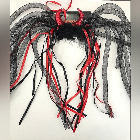 Halloween Other - Halloween Red Devil Horns Kids Headband Head Bopper Lights Up Feathers Costume